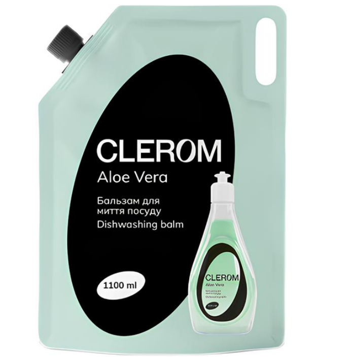 Clerom бальзам д/миття посуду дой-пак 1100 мл Aloe Vera